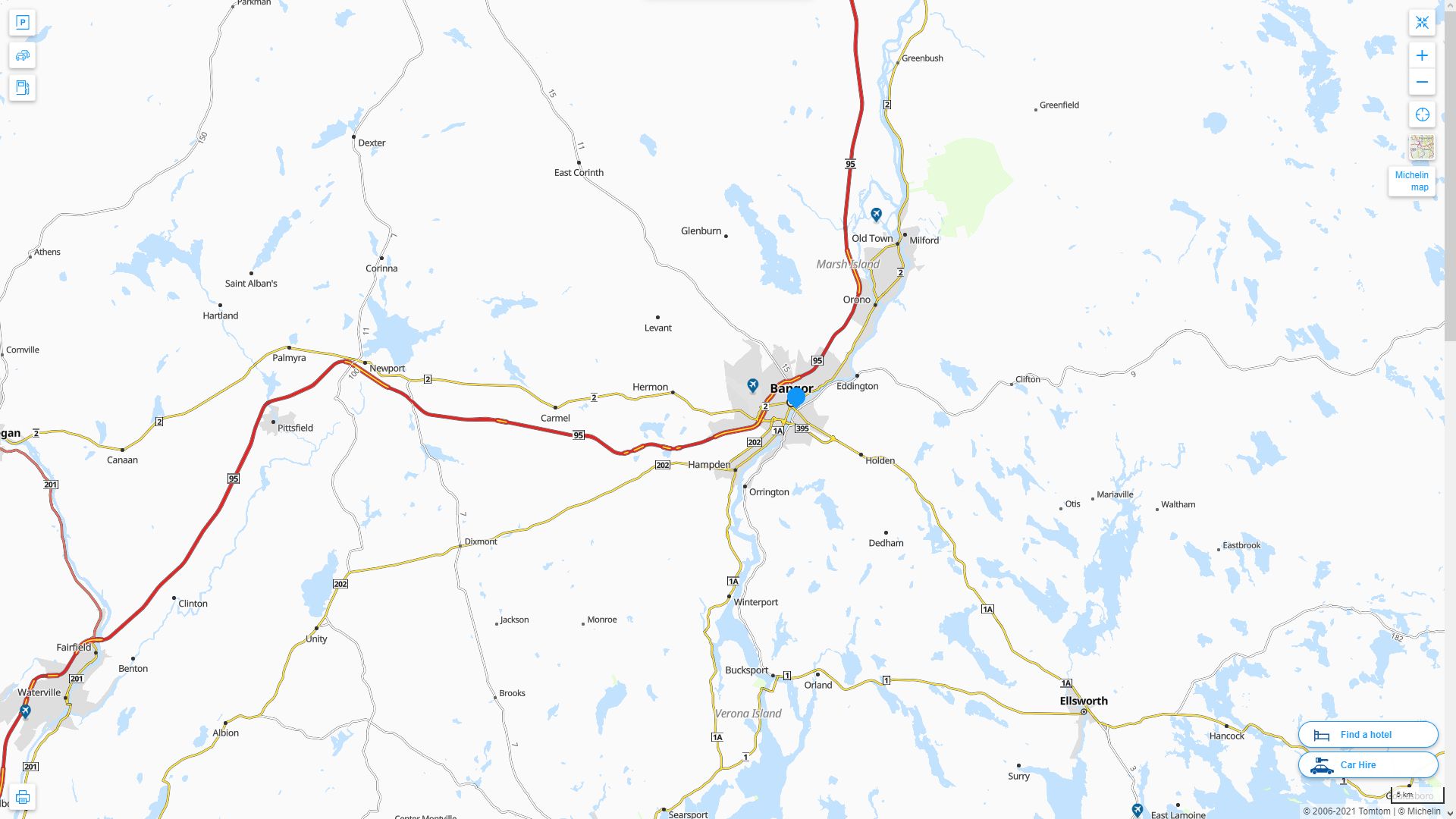 Brewer Maine Highway and Road Map